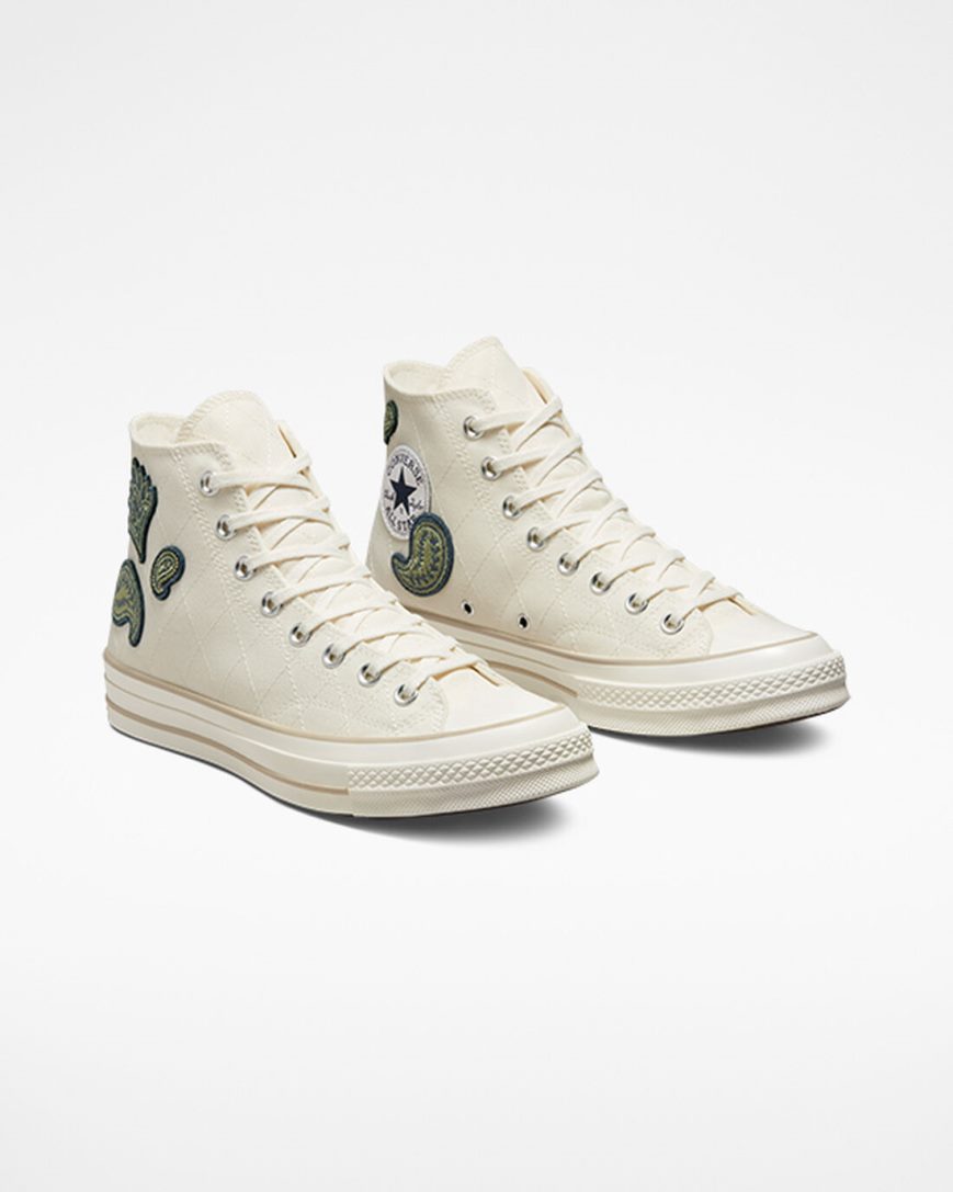 Tenisi Inalti Barbati Converse Chuck 70 Crafted Patches Bej Bleumarin Verzi | RO Y13ZUV512